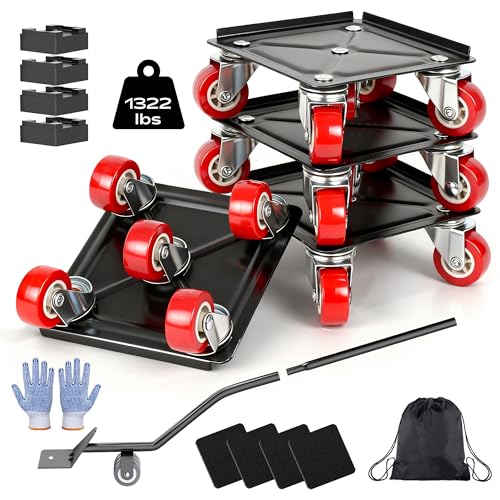 Furniture Dolly with 5 Wheels Heavy Duty Furniture Movers with Wheels Furniture Moving Wheels for Heavy Furniture Dollies Moving Dolly Heavy Duty Furniture Lifter Rollers 1322 lbs Load Capacity - size: 4.1x4.1 IN