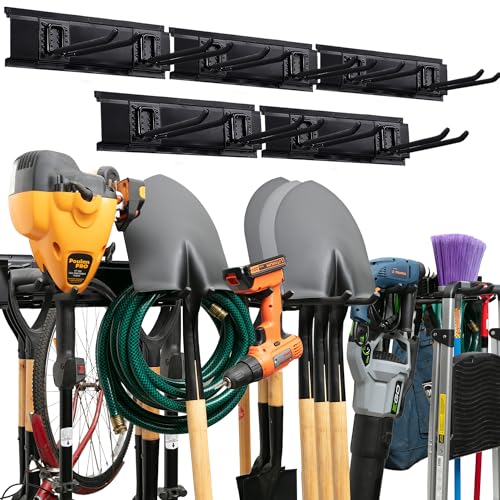 TIDYME Garage Tool Organizer Wall Mount, 80", 5 Racks 10 Hooks, 500 lbs - size: 80" Carbon Steel with 5 Racks & 10 Hooks