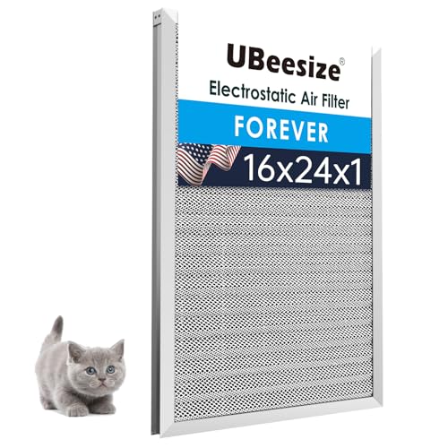 UBeesize 16x24x1 Air Filter HVAC AC Furnace Filter,MERV 8,Reusable Washable, Lasts a Lifetime,Permanent Air Filter,Breathe Fresher,Home And Office(Actual Size:15.67x23.74x0.8Inch) - size: 24" x 16" x 1"