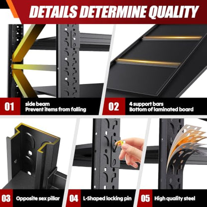 59" W Storage Shelves, 3T Adjustable Garage Shelving Unit, Rust Proof Large Metal Storage Rack, 20" Dx59 Wx54.3 H Industrial Shelving for Warehouse, Basement, Supermarket - size: 20"Dx59"Wx54.3"H