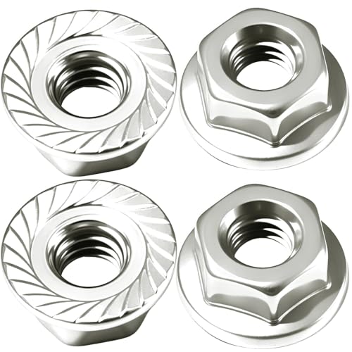Flange M4 Lock Nuts Aluminum Alloy Serrated Nylon Self-Tightening M4 Wheel Hardware for Traxxas Redcat Arrma Axial HPI TLR ECX Model RC Car Crawler Truck Buggy Upgraded Parts, 4 Pcs - color: Silver, size: 4Pcs