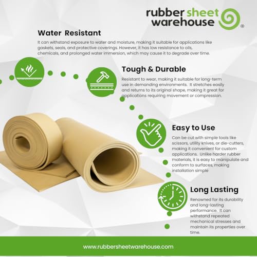 Natural Gum Rubber TAN 40A (.187" (3/16") Thick, 12" Wide x 36" Long) - size: .187" (3/16") Thick, style: 12" wide x 36" Long