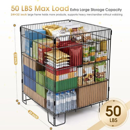 Carbon Steel Wire Dump Bin Storage Rack, 32*24in Height 50lbs Load Capacity
