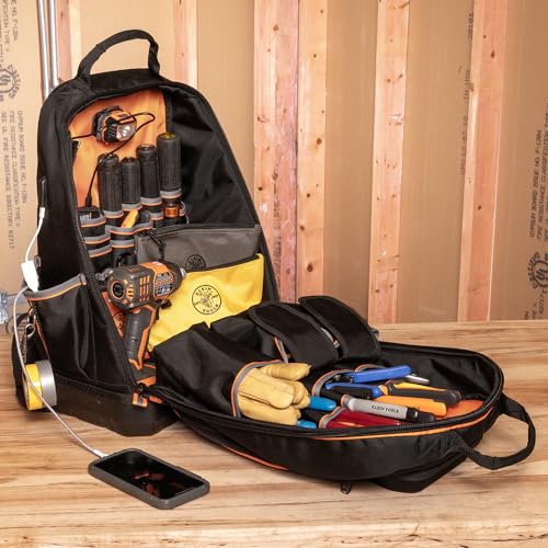 Klein Tools 62800BP Backpack Tool Bag, 40 Pockets, Black/Orange - style: Full-Size