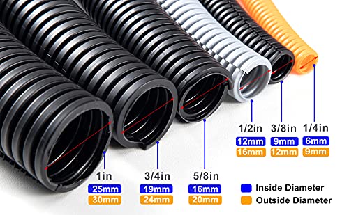 ZhiYo 20FT 1/2” Wire Loom Split Tubing Auto Wire Conduit Flexible Cover | High Temperature Heat Resistant -40F to 257F | Plastic Cover for Electrical Wires & Cables, Orange - color: Orange, size: 20FT 1/2"