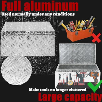 30x18x14 Inch Heavy Duty Pickup Storage Box Diamond Plate Portable Toolboxes Aluminum Underbody Truck Tool Box with Buckle Lock and Keys Suitable for Truck Bed Pickup RV Trailer - size: 30" L x18" W x14" H