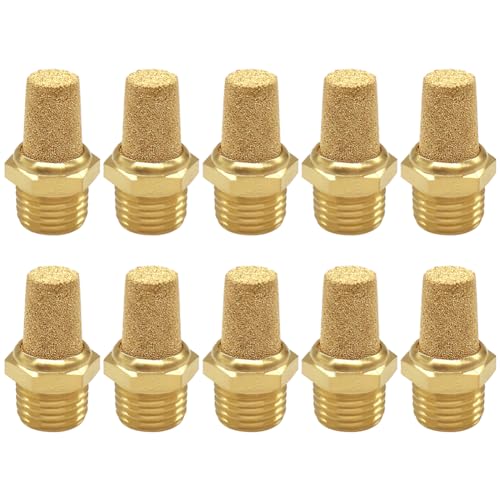 Uenede Brass 1/8" NPT Male Air Pneumatic Mufflers, 10PCS - size: 1/8"NPT Male-10PCS