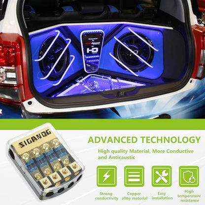 4 Way ANL Fuse Holder 60A, 0/2/4 Gauge in 4/8 Gauge Out Fuse Distribution Block for Car Boat Trolling Motor Marine Audio Amplifier Stereo Video System 12V, with 3 Hexagon Wrench - size: 4 way