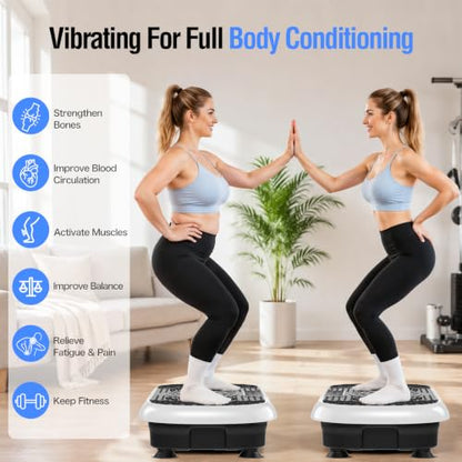 Vibration Plate Exercise Machine with 200 Speeds & 10 Presets - color: White