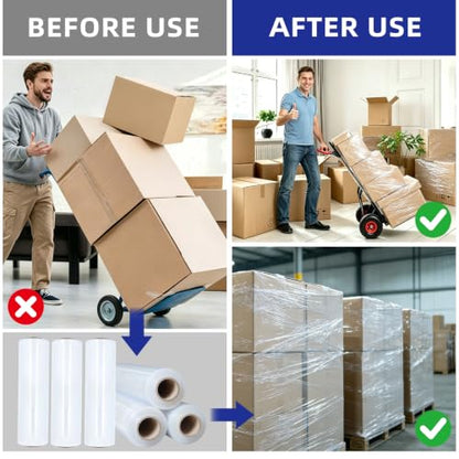 6 Pack Shrink Wrap Roll, 18 inch Wide Total 3546ft Industrial Stretch Film - color: Clear