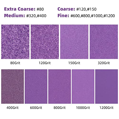 POLIWELL 120 Grit Sanding Sheets 20 PCS 9 x 11 Inch Purple Alumina - style: 120Girt