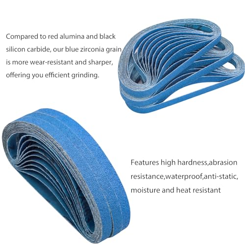 1/2x18 Inch Zirconia Sanding Belts 60 Grit, 30 Pack - color: 60 Grit, size: 1/2x18 inch