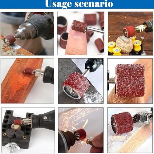 Sanding Drum Set for Most Rotary Tools-Includes 138 Aluminum Oxide Sanding Sleeves for Drum Sanders (80,120,240 Grit) and 12 Drum Mandrels-Sanding Bits Tool Accessories with Box - color: 150PCS-2 STYLES