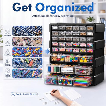 Drawer Organizer Craft Organizers and Storage with Dividers Labels Thicker - size: 39 Drawer