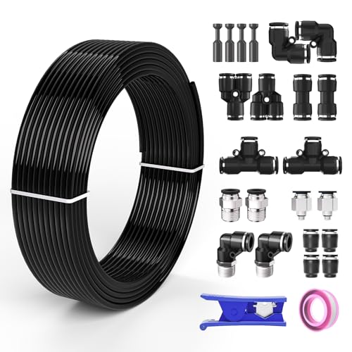 5/32 OD Inch 4mm Air Line Hose Tubing Kit Poly Airline Black - color: Black, size: 5/32" OD