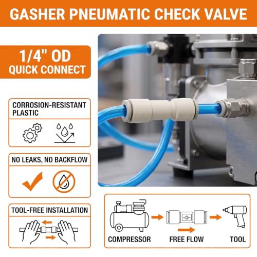 GASHER 4PCS 1/4OD Pneumatic Check Valve AKH 06-00 White - size: 1/4" OD