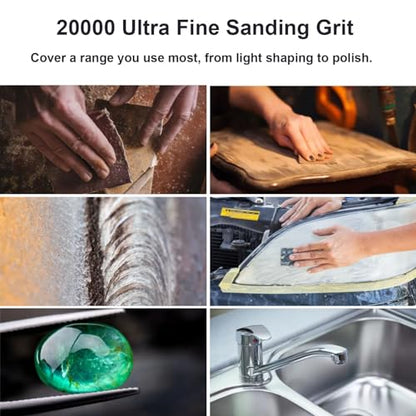 Extra Fine Sand Paper 120 to 20000 High Grit, 60 PCS Sandpaper Sheets with 10 Finger Cots, 6 Polishing Pastes, Assorted Wet Dry Sandpaper Assortment, for Car Wood Metal Furniture 9.1 x 3.6'' (60 PCS) - style: 60PCS