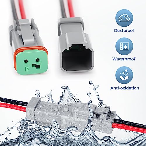 6 Kit Deutsch DT 2 pin Black Male Female Wiring Harness - color: Black 2Pin, size: 6Set