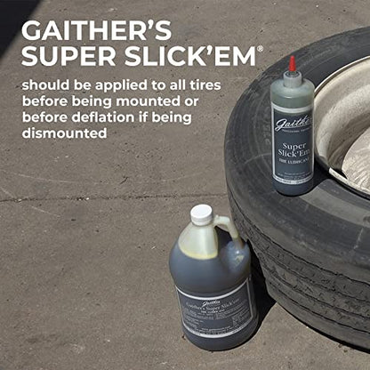 Gaither Super Slick'Em Tire Lubricant - Lube for Changing Tires, Great for Mounting, Dismounting, and Bead Breaking, Case of 4-1 Gallon Bottles