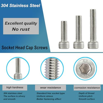 M8 x 12mm 16mm 18mm 20mm 25mm Hex Socket Head Cap Screws Bolts, Stainless Steel 304, Metric Allen Drive, Bright Finish, Fully Threaded, Assortment Kit 50PCS - size: Socket M8x12-25 mm