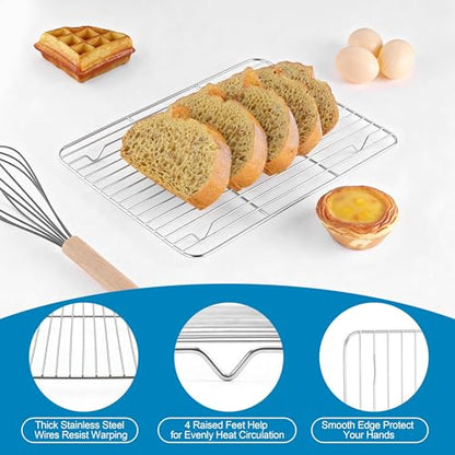 Herogo Stainless Steel Quarter Sheet with Wire Rack Set, 9 x 13 x 1 Inch - size: 12.5 x 10 x 1 inch