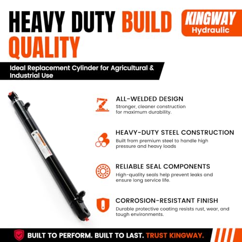 KINGWAY Double Acting Hydraulic Cylinder 2"Borex22"Stroke, 3000 PSI SAE#6 - size: 2“x22"