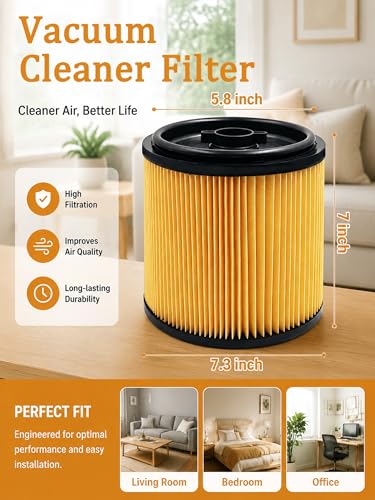 2 Pack VCFS Replacement Filters for Vacmaster 5-20 Gallon Wet/Dry Vacuum