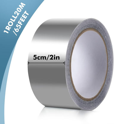 Aluminum foil tape, 2 Inches x 22 Yards, suitable for sealing and repairing dryer exhaust lines, piping systems, etc., insulating adhesive metal high temperature heavy duty aluminum foil tape