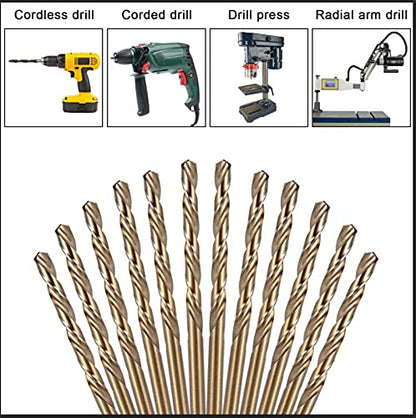 3/32 Inch Cobalt Drill Bit Set, M35 Jobber Length Twist Drill Bits,Suitable for Drilling in Hard Metal, Stainless Steel, Cast Iron,20 Pieces - size: 3/32"(20pcs)