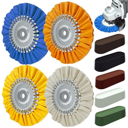 9PCS Aluminum Polishing Kit,Buffing Wheel with Solid One-Piece Hub - size: 9PCS Complete Set