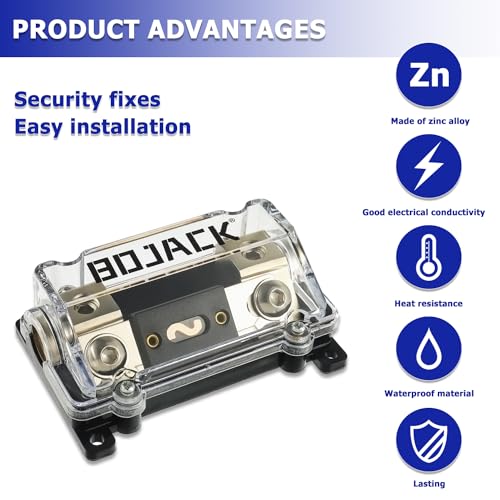 BOJACK 0/2/4 Gauge AWG in-Line ANL Fuse Holder with 40 Amp Fuse No Wire Terminals Needed Inline Fuse Holder with Insulating Cover, Automotive 4, 2, 0 Gauge Fuse Block - size: 40A