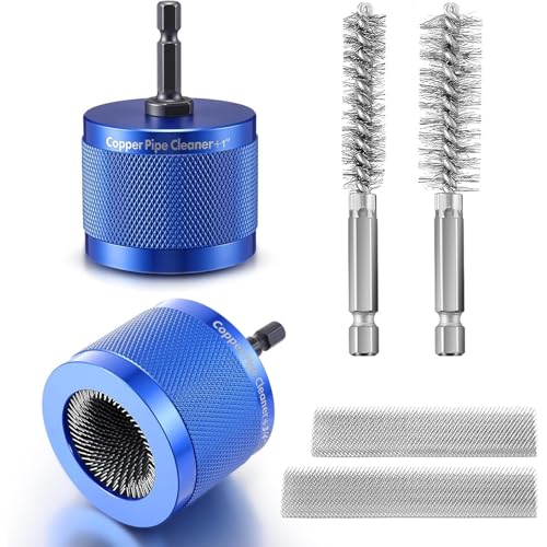 Copper Pipe Cleaner for Drill Set, 1/2", 3/4", Blue - color: Blue, size: 1/2", 3/4"