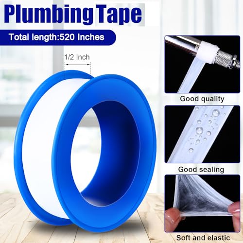 Pushglossy 200 Rolls PTFE Tape 1/2 x 520 Inches Plumbers Tape, White