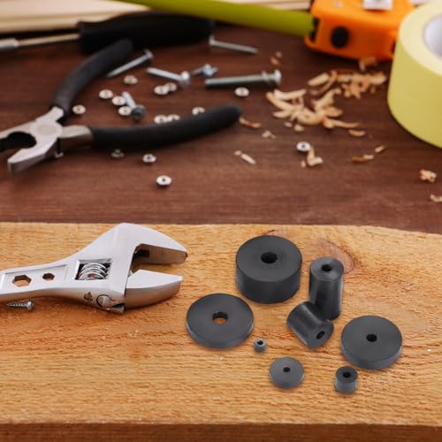 uxcell 5Pcs Rubber Spacers, 25mm OD, 8mm ID, 45mm Thick Black Round Anti Vibration Rubber Pads Isolation Bushings Washer for Home Cars Boat(0.98"OD x 0.31" ID x 1.77" Thick) - size: 25mm OD x 8mm ID x 45mm Thick