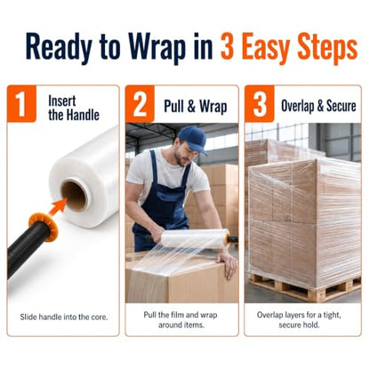 Plastic Wrap for Moving, 2 Pack 15 in x 1000 ft Shrink Wrap with 2 Handles