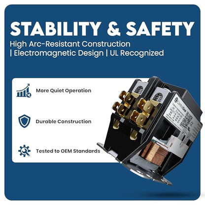 2-Pole Definite Purpose Contactor, 30A, 24V Coil, UL Recognized, A2L Cert. - size: 2P 30A 24V coil