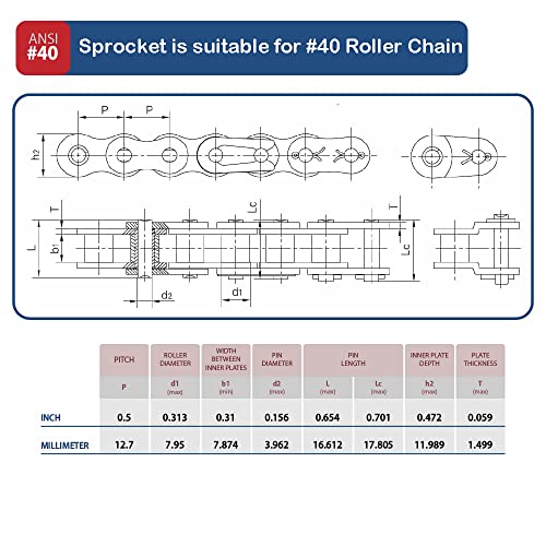 #40 Roller Chain Sprocket B Type 3/4" Bore Rust Prevention Hardened 10 Tooth - size: 3/4" Bore 10 Tooth, style: Apply #40 Roller Chain