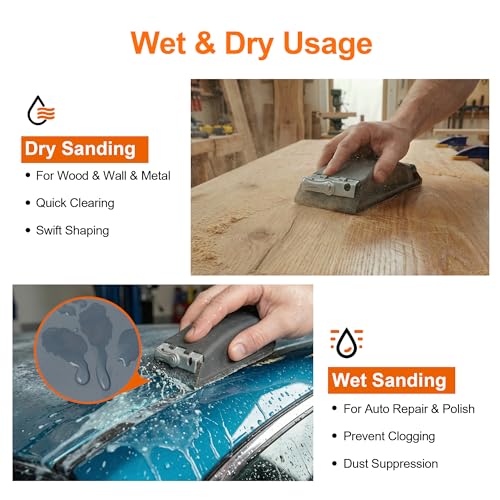 KENDO 65pcs Wet & Dry Sandpaper w/Sanding Block, 40 to 600 Grit - style: WDS-65PC