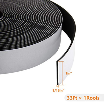 High Resilience Foam Tape Roll, 1 Inch x 1/16 Inch (1.5mm), Weather Stripping Seal for Door Insulation, 33 Feet Long - size: 1in * 1/16in *33FT