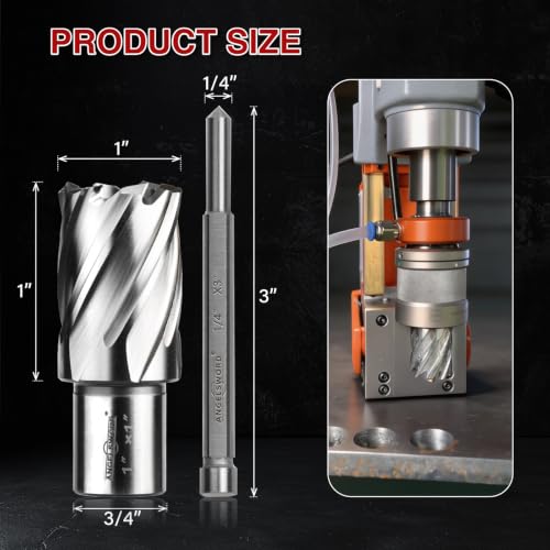 ANGELSWORD M2 HSS Annular Cutter,Diameter 1" x Depth 1",Mag Drill Bit - size: J. 1" Diameter, style: HSS 1" Cut Depth