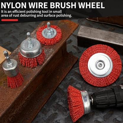 Nylon Abrasive Wire Cup Brush Wheel Set 5Pack , Drill Attachments