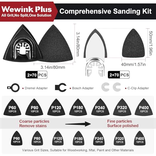 148Pcs Wet Dry Oscillating Tool Sanding Pad Kit for Tight Spaces Detailing - color: 148pcs set