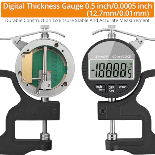 Neoteck Digital Thickness Gauge 0.5inch/12.7mm,0.0005inch/0.01mm Accuracy - color: Silver-grey, size: 0-0.5"/0.0005"