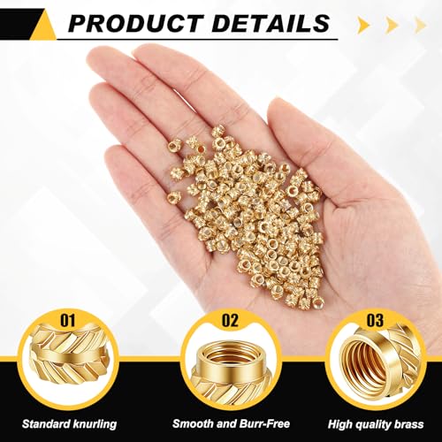 Yaocom 300 Pcs M2 Threaded Inserts M2 x D3 x L3 Heat Set Inserts - size: M2 X D3 X L3