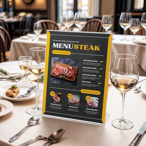 3 Pack Acrylic Sign Holder 8.5x11 Inches, L-Shape Flyer Holder Stand