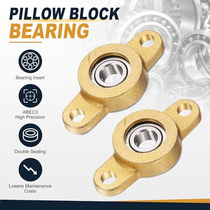 uxcell 2Pcs STF07 Pillow Block Bearings 7mm Bore, Copper Housing, ABEC 3 - size: STF07(7mm Shaft)
