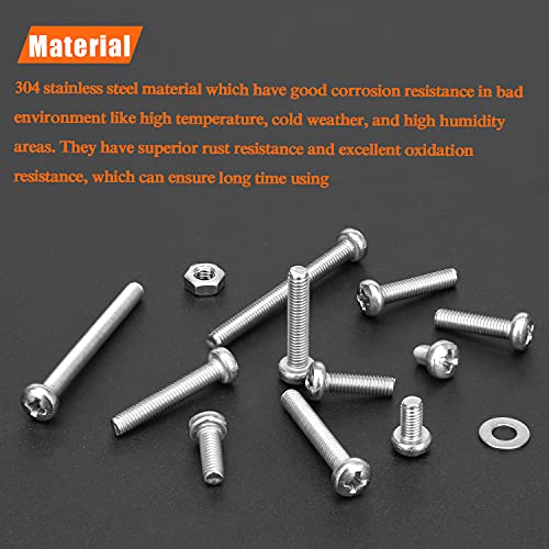 HELIFOUNER 100 Pieces M3 x 20mm, Thread Pitch 0.5mm, 304 Stainless Steel (18-8) Phillips Pan Head Machine Screws, Fully Threaded - size: M3 x 20mm (100 PCS)