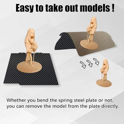 for Bambu A1 mini 3D Printer Build Plate Carbon Fiber PET + Textured PEI, 184x184mm Spring Steel Plate,Double-Sided Smooth/Textured Flexible Hotbed Removable Build Surface Platform - color: PET+PEI Textured