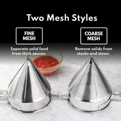 New Star Foodservice 34127 18/8 Stainless Steel China Cap Strainer, 10-Inch, Fine Mesh