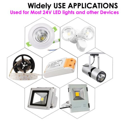 24V LED Driver, 120V AC to DC 24V 36W Class 2 Transformer, 24 Volt 36 Watt Power Supply Adapter for LED Strips G4, MR11, MR16 Bulbs, Computer Project and Any 24Volt Lights - size: 24V1.5A